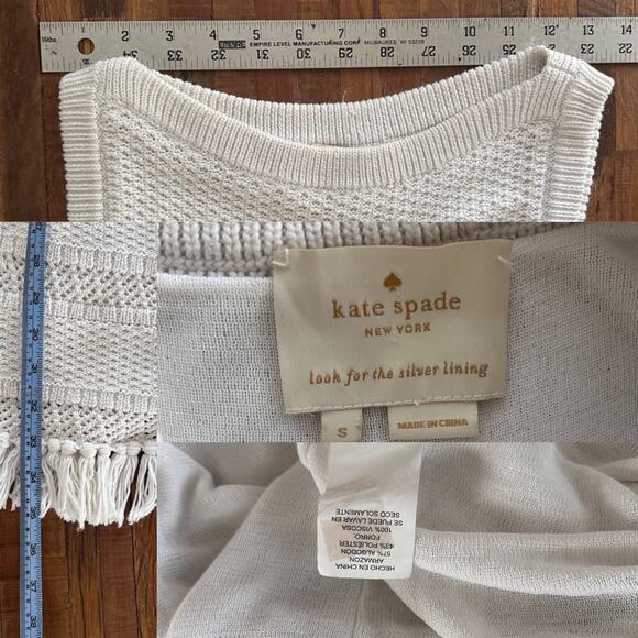 Kate Spade New York White Crochet Knit Fringe Dress | 100% Cotton | Size Small - Picture 6 of 7